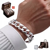 Bransolety męskie - Srebrna Bransoletka Męska PEŁNA Pancerka 10mm SREBRO 925 WŁOSKA + GRATIS - miniaturka - grafika 1