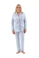 Piżamy damskie - PIŻAMA DAMSKA 2XL ROZPINANA DŁUGI RĘKAW BAWEŁNIANA NIEBIESKA W PASKI - miniaturka - grafika 1