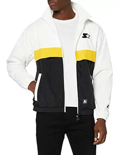 Starter Black Label Męska kurtka treningowa, lekka kurtka sportowa dla mężczyzn o wyglądzie bloku, rozmiary S - XXL, biały/czarny/złoty, XXL - Kurtki męskie - miniaturka - grafika 1