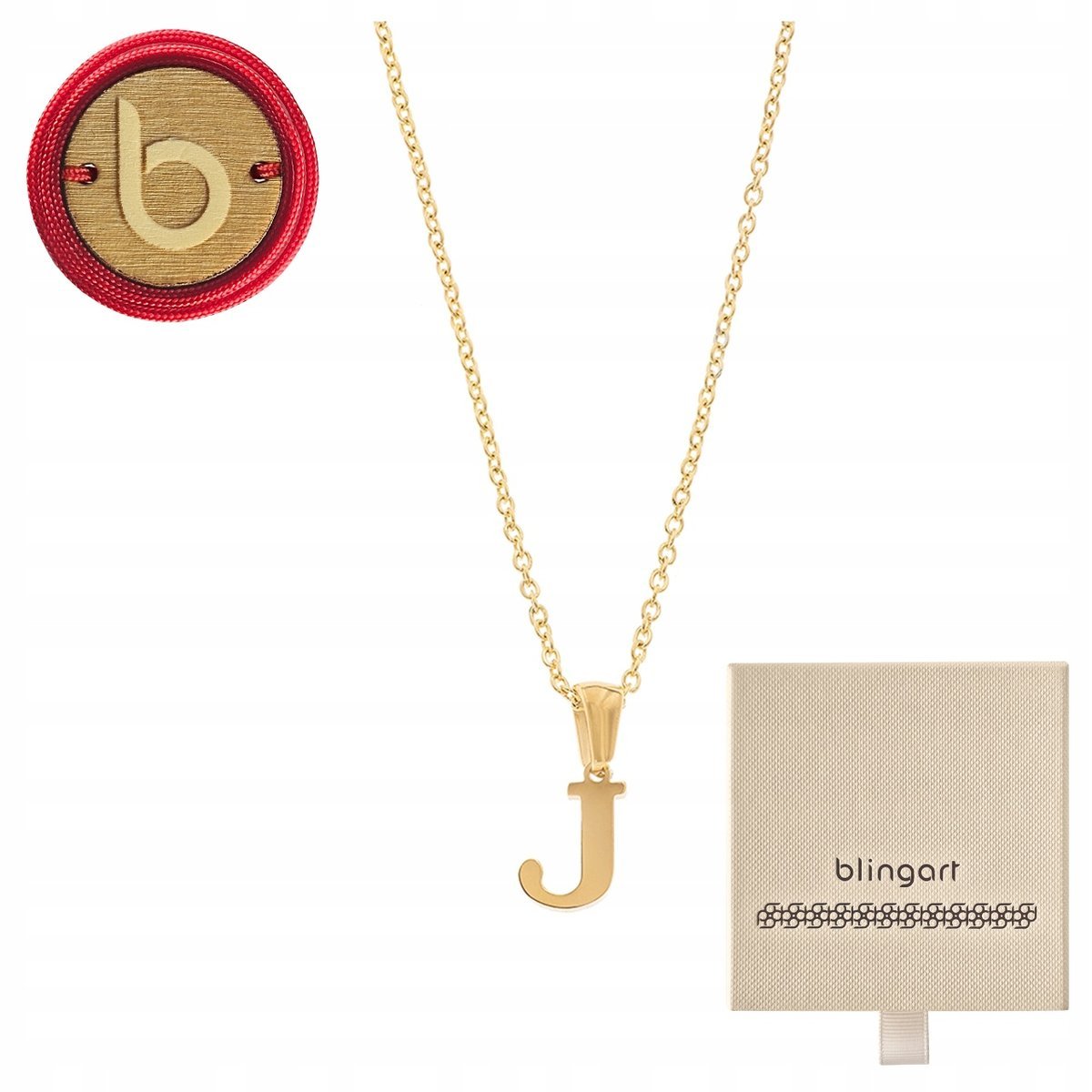 Naszyjnik damski celebrytka pozłacana LITERKA J alfabet STAL 316L BLINGART