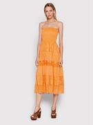 Sukienki - Iconique Sukienka letnia IC22 096 Pomarańczowy Regular Fit - miniaturka - grafika 1