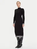 Sukienki - KARL LAGERFELD Sukienka dzianinowa A4W13028 Czarny Slim Fit - miniaturka - grafika 1