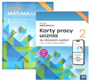 Pakiet Nowa MATeMAtyka 2. Podręcznik i Karty pracy ucznia ze zbiorem zadań Smart dla liceum ogólnokształcącego i technikum. Zakres podstawowy. - Podręczniki dla liceum - miniaturka - grafika 1