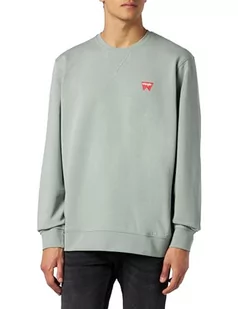 Wrangler Męska bluza Sign Off Crew, Green Milieu, S - Bluzy męskie - miniaturka - grafika 1
