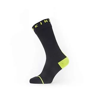 Mid SealSkinz SealSkinz Unisex Waterproof All Weather Length Sock With Hydrostop Sock czarny czarny / neonowy żółty XL 11100063007140-071-XL - Koszulki i topy damskie - miniaturka - grafika 1