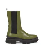 Botki damskie - Tommy Hilfiger Sztyblety Essential Leather Chelsea Boot FW0FW07490 Zielony - miniaturka - grafika 1