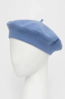 Czapki damskie - Only beret wełniany kolor niebieski wełniany - grafika 1
