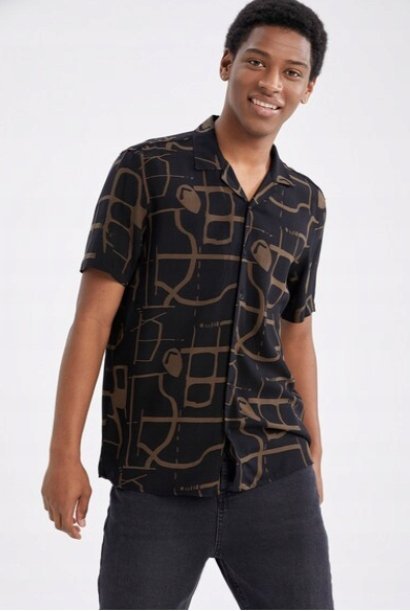 Defacto Koszula Z Krótkim Rękawem Wzorzysta L 0Z0C2_A* T1A