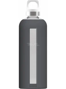 Sigg Star Shade, szklana butelka do picia z etui silikonowe, 0.85 L, odporne na wysoką temperaturę, bez BPA, ciemnoszary, antracyt, 8.1 x 8.1 x 26.3 cm 8667.90 - Kuchnia turystyczne i akcesoria - miniaturka - grafika 1