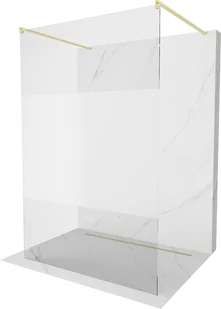 Mexen Kioto ścianka prysznicowa wolnostojąca 110 x 200 cm, transparent/szron 8 mm, złota szczotkowana - 800-110-002-55-35 - Ścianki i drzwi prysznicowe - miniaturka - grafika 1