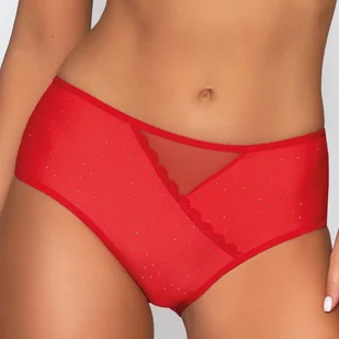 Klasyczne Figi Damskie z Ozdobnymi Kropeczkami Koronkowe Czerwone XXXL - Majtki damskie - miniaturka - grafika 1