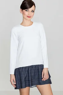 Czarna Sukienka z Podwójna Falbanką w Kratę - Sukienki - miniaturka - grafika 1