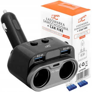 LTC ROZGAŁĘZIACZ ROZDZIELACZ GNIAZDA ZAPALNICZKI CAR FIRE 2xGNIAZDA + 2xUSB 2.4A + GNIAZDO TYP-C FAST CHARGING LXTR230 - Akcesoria motoryzacyjne - miniaturka - grafika 2