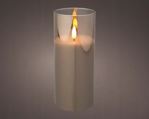 Świeczka W Szkle Led Ozdobna Szara 17,5 Cm - Świece - miniaturka - grafika 1
