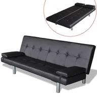 Sofy i kanapy - vidaXL Czarna sofa z dwoma poduszkami - miniaturka - grafika 1