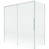 Parawany nawannowe - Mexen Rox parawan nawannowy 2-skrzydłowy rozsuwany 150 + 70 x 150 cm, transparent, biały - 8C9-150-070-20-00 - miniaturka - grafika 1