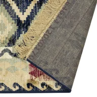 Dywany - Dywan z frędzlami Teheran Kilim beżowo-granatowy 120 x 170 cm - miniaturka - grafika 1