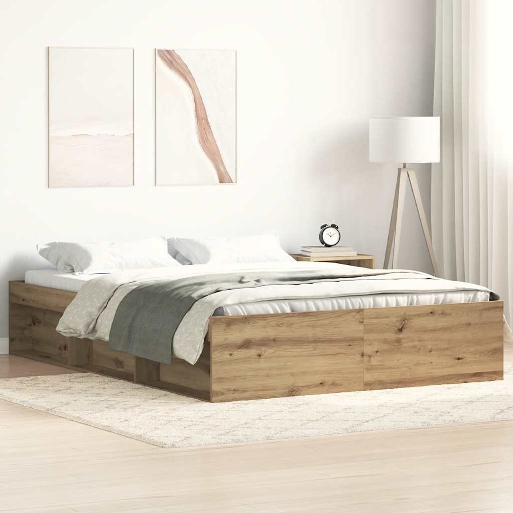 vidaXL Rama łóżka bez materaca Artisan Oak 160x200cm Drewno klejone