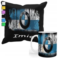 Gadżety dla niej i dla niego - ZESTAW KUBEK + PODUSZKA Z POSZEWKĄ- PREZENT DLA FANA MOTORYZACJA BMW+ IMIĘ - miniaturka - grafika 1