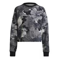 Bluzy damskie - adidas Damska bluza W AOP SWT, czarna/wielokolorowa/biała, M, czarny/wielokolorowy/biały, M - miniaturka - grafika 1