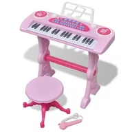 Instrumenty muzyczne dla dzieci - vidaXL Zabawkowy keyboard ze stolikiem i mikrofonem, różowy - miniaturka - grafika 1