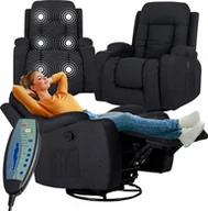 Fotele - Fotel Rozkładany Masujący Obrotowy BOX 2 Bujany Do Salonu Nowoczesny Czarny - miniaturka - grafika 1