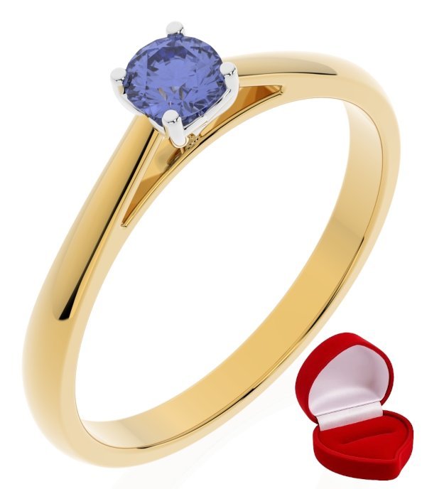 ZŁOTY PIERŚCIONEK ZARĘCZYNOWY 585 14k TANZANIT 0,24 ct + PUDEŁKO R19