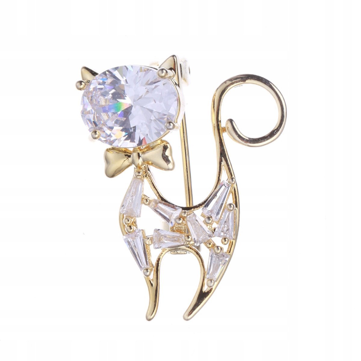 PINETS Kotek broszka z cyrkoniami złoty