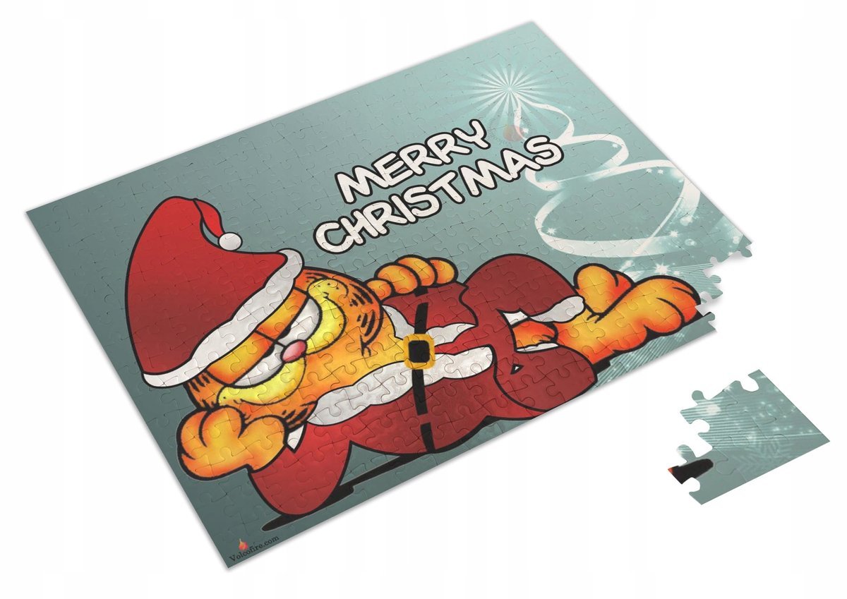 PUZZLE Świąteczny Garfield Święta Święty Mikołaj + IMIĘ Pudełko 120 el.