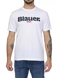 Blauer Męski t-shirt z krótkim rękawem, 100 biel optyczna, 42, 100 białych optyczny, 40 - Koszulki męskie - miniaturka - grafika 1