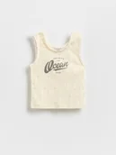 Koszulki dla dziewczynek - Reserved - Wzorzysty top - kremowy - miniaturka - grafika 1