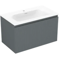 Szafki łazienkowe - Mexen Rivel szafka łazienkowa 80 cm z umywalką Vela, 1 szuflada, ryflowana , grafit mat/biała mat - 91A20-08047-1-BF66-W23M01 - miniaturka - grafika 1