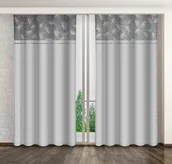 Zasłony - Zasłona gotowa na żabki, 140x250, szara w liście, ZMHB-06 - miniaturka - grafika 1