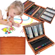 Zabawki kreatywne - ZESTAW ARTYSTYCZNY 174 szt. DREWNIANA WĄSKA WALIZKA MATISSE150 - miniaturka - grafika 1