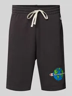 Spodnie sportowe męskie - Szorty z dzianiny dresowej kroju regular fit z nadrukiem z motywem - miniaturka - grafika 1