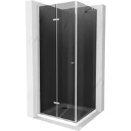 Kabiny prysznicowe - Mexen Lima kabina prysznicowa składana 100x100 cm, grafit, chrom + brodzik Flat, biały - miniaturka - grafika 1