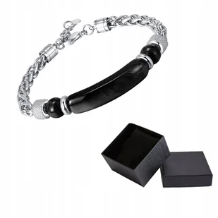 Bransoletka Srebrna Łańcuszek Stal Chirurgiczna Czarne Tygrysie Oko Pudełko - Bransoletki - miniaturka - grafika 1