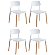 Krzesła - Pakiet 4 białych krzeseł z nogami z drewna bukowego, siedzeniem z polipropylenu, wysokość 45 cm, całkowite wymiary 42,5x48x76 cm - miniaturka - grafika 1