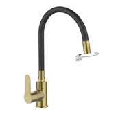 Baterie kuchenne - Bateria kuchenna Invena Ksanti Plus z ruchomą 2F wylewką złoto szczotkowane - miniaturka - grafika 1