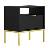 Szafki nocne - Czarna szafka nocna na złotych nóżkach L1-F61 - miniaturka - grafika 1