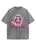 Koszulki i topy damskie - Koszulka oversize efekt sprania Diva Makeup Kobieta szary M - miniaturka - grafika 1