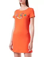Sukienki - Love Moschino Damska sukienka Heart Multicolor Foil Print, pomarańczowy, 42 PL - miniaturka - grafika 1