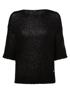 JOOP! Sweter damski z dodatkiem alpaki Kobiety dzianina grubo tkana czarny jednolity, 36 - Swetry damskie - miniaturka - grafika 1