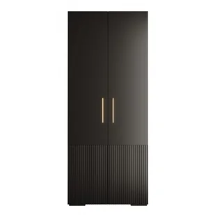 Szafa garderoba ubraniowa z półkami MANHATTAN RYFEL 3 - 1SZ czarny mat biały mat - Szafy - miniaturka - grafika 1