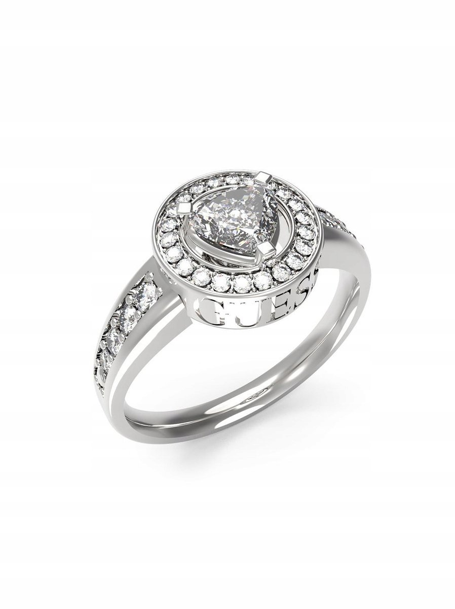 Guess M'Ama Non M'Ama srebrny pierścionek z kryształkami r.16 JUBR04671JW