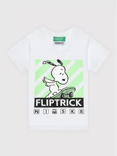 Koszulki dla chłopców - Benetton United Colors Of T-Shirt PEANUTS 3U29C156H Biały Regular Fit - grafika 1