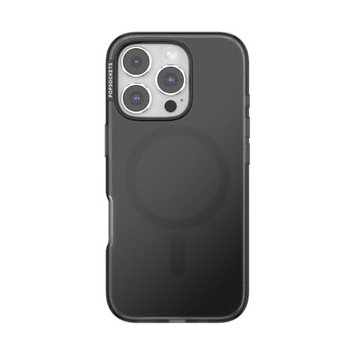 PopSockets Etui na iPhone'a 16 Pro kompatybilne z MagSafe, etui na telefon iPhone 16 Pro, kompatybilne z bezprzewodowym ładowaniem, tylko etui - czarne półprzezroczyste