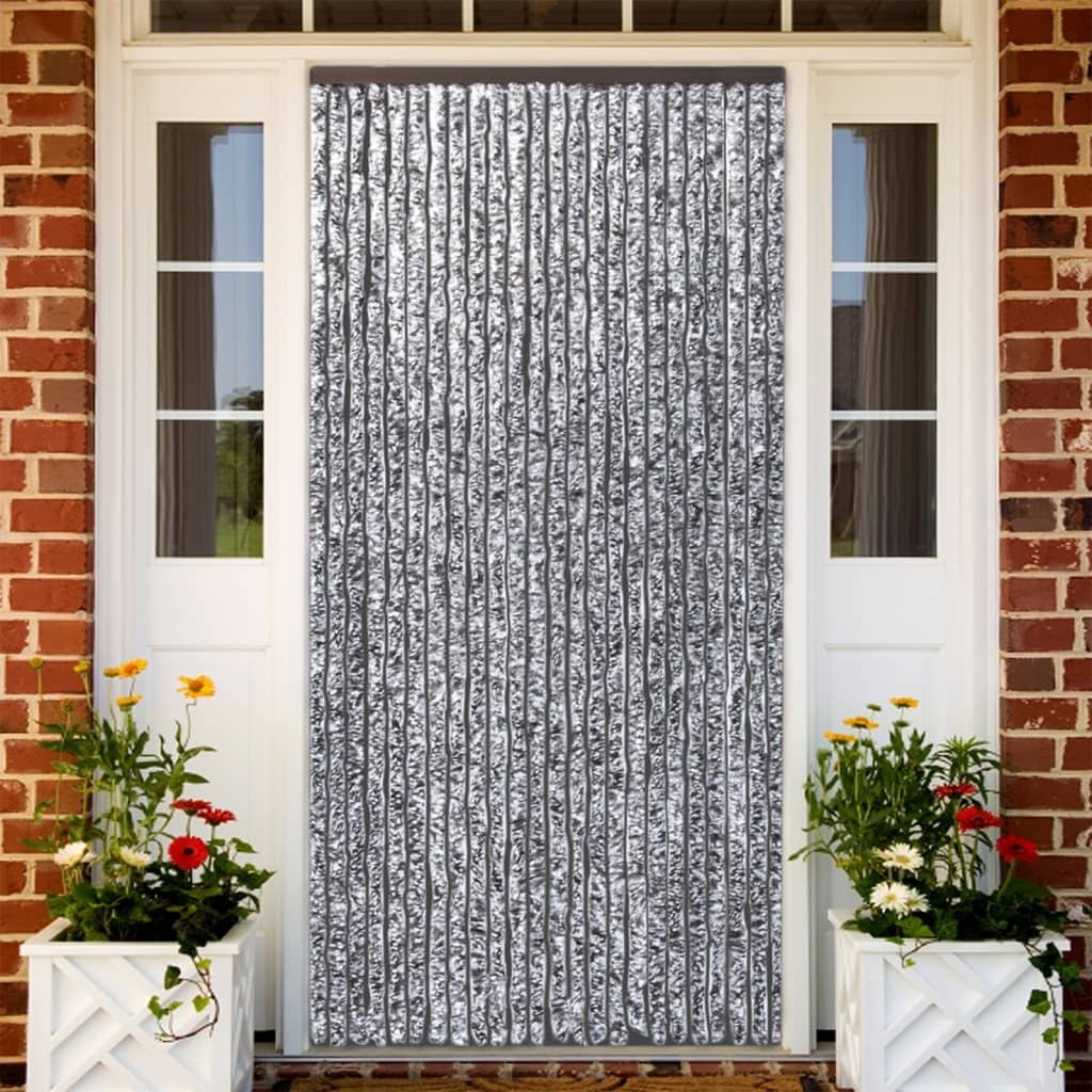 Zasłona na muchy brązowo-beżowa 100x230 cm szenilowa