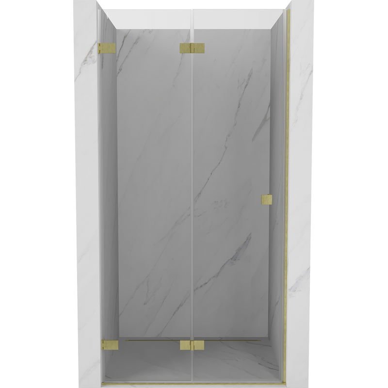Mexen Lunar-F drzwi prysznicowe składane lewe 100 cm, transparent, złote szczotkowane - 836-100-000-55-00-L