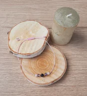 Bransoletki - Bransoletka Fluoryt, Czarny Turmalin, Kwarc Różowy, różowy sznurek, regulowana - miniaturka - grafika 1